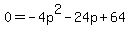 0=-4p%5E2-24p%2B64