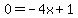 0=-4x%2B1