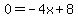 0=-4x%2B8
