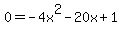 0=-4x%5E2-20x%2B1