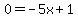 0=-5x%2B1+