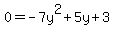 0=-7y%5E2%2B5y%2B3
