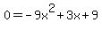 0=-9x%5E2%2B3x%2B9