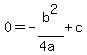 0=-b%5E2%2F%284a%29%2B+c+