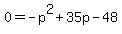 0=-p%5E2%2B35p-48