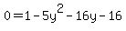 0=1-5y%5E2-16y-16
