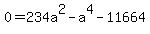 0=234a%5E2-a%5E4-11664