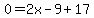 0=2x-9%2B17