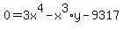 0=3x%5E4-x%5E3%2Ay-9317