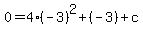 0=4%28-3%29%5E2%2B%28-3%29%2Bc