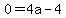 0=4a-4