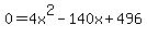 0=4x%5E2-140x%2B496