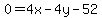 0=4x-4y-52