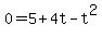 0=5%2B4t-t%5E2