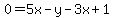 0=5x-y-3x%2B1