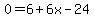 0=6%2B6x-24