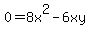 0=8x%5E2-6xy