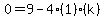 0=9-4%281%29%28k%29