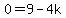 0=9-4k