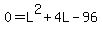 0=L%5E2%2B4L-96