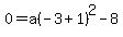0=a%28-3%2B1%29%5E2-8