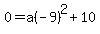 0=a%28-9%29%5E2%2B10
