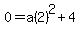 0=a%282%29%5E2+%2B4