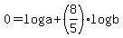 0=log%28a%29%2B%288%2F5%29log%28b%29