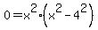 0=x%5E2%28x%5E2-4%5E2%29