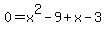 0=x%5E2-9%2Bx-3