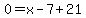 0=x-7%2B21