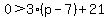 0%3E3%28p-7%29%2B21