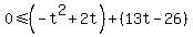 0+%3C=+%28-t%5E2+%2B+2t%29+%2B+%2813t+-+26%29