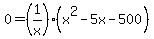 0+=+%281%2Fx%29%28x%5E2-5x-500%29