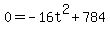 0+=+-16t%5E2%2B784