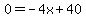 0+=+-4x%2B40