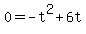 0+=+-t%5E2+%2B+6t