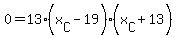 0+=+13%28x%5BC%5D-19%29%28x%5BC%5D%2B13%29