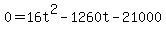 0+=+16t%5E2+-+1260t+-+21000+