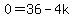 0+=+36+-+4k
