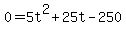 0+=+5t%5E2+%2B+25t+-+250