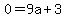 0+=+9a%2B3