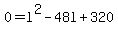 0+=+l%5E2+-+48l%2B320