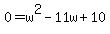 0+=+w%5E2-11w%2B10