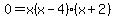 0+=+x%28x-4%29%28x%2B2%29