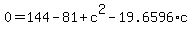 0+=144-81%2Bc%5E2+-19.6596%2Ac+
