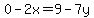 0-2x=9-7y