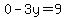 0-3y=9
