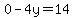 0-4y=14
