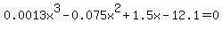 0.0013x%5E3+-+0.075x%5E2+%2B+1.5x+-12.1=0